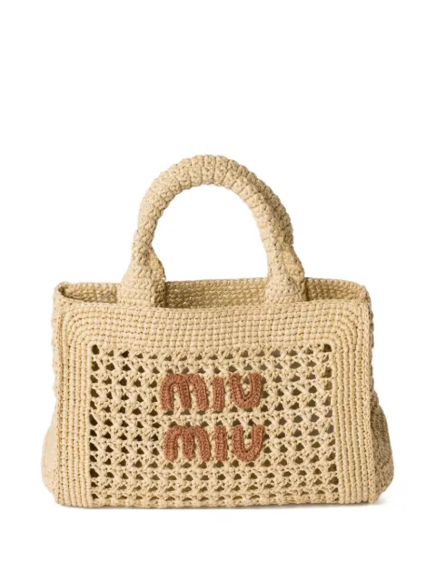 Miu Miu tote entretejida con efecto de rafia