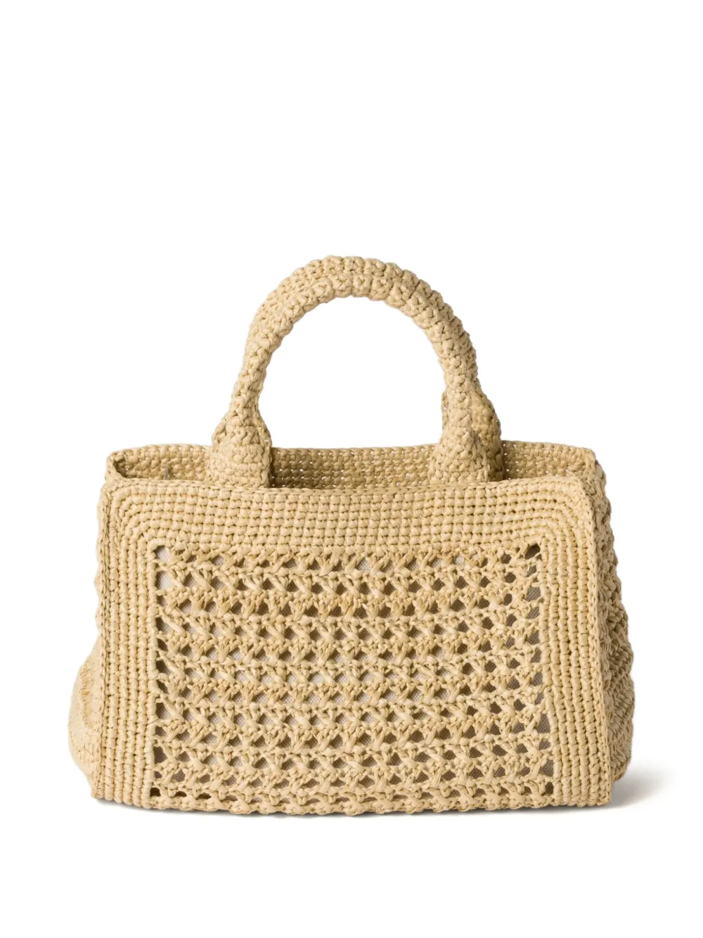 Miu Miu Geweven shopper met raffia-effect - Beige