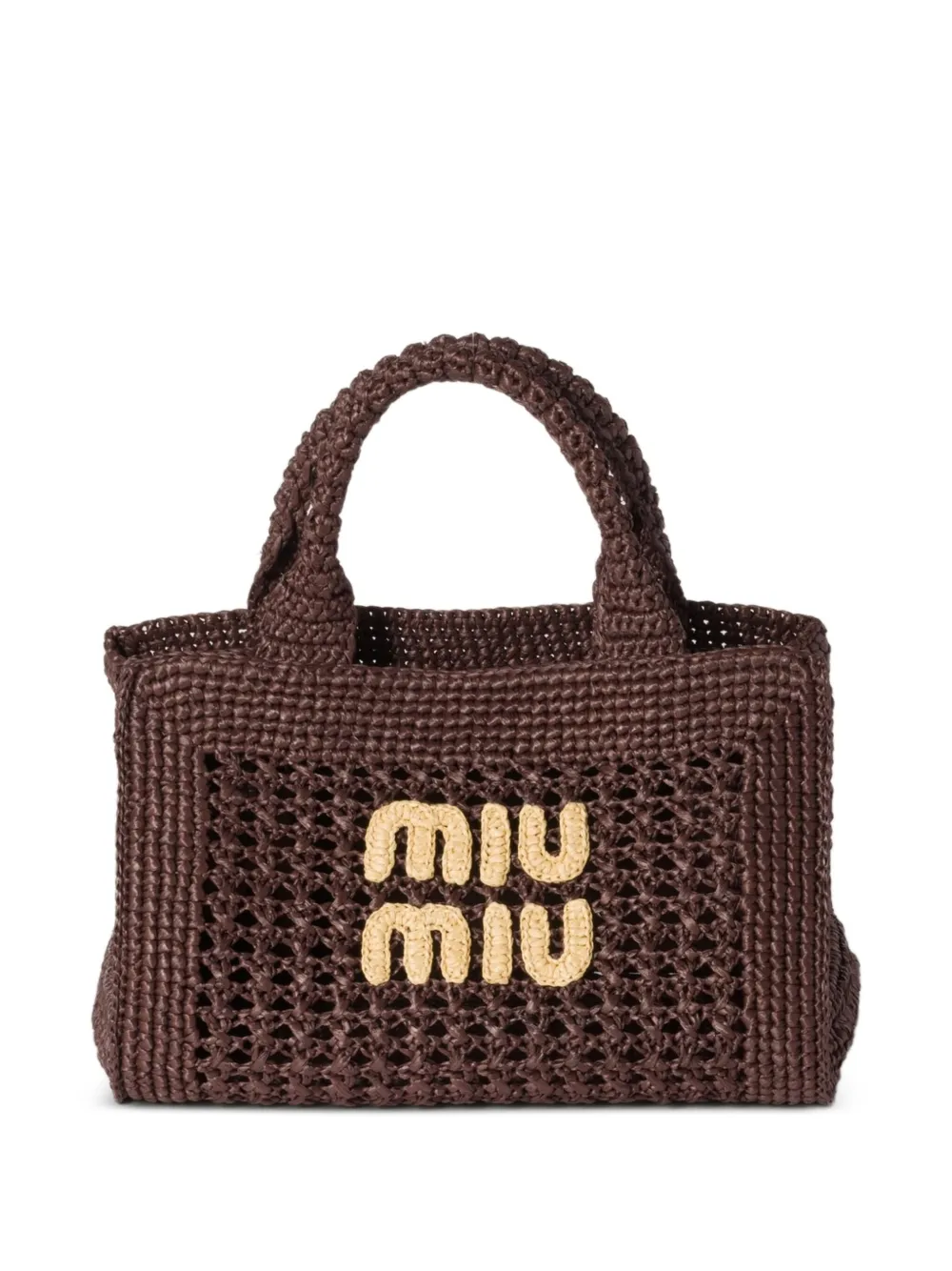 Miu Miu sac à main à effet en raphia tressé | marron | Image 1