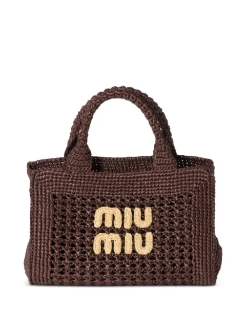 Miu Miu bolsa de mano entretejida con efecto de rafia