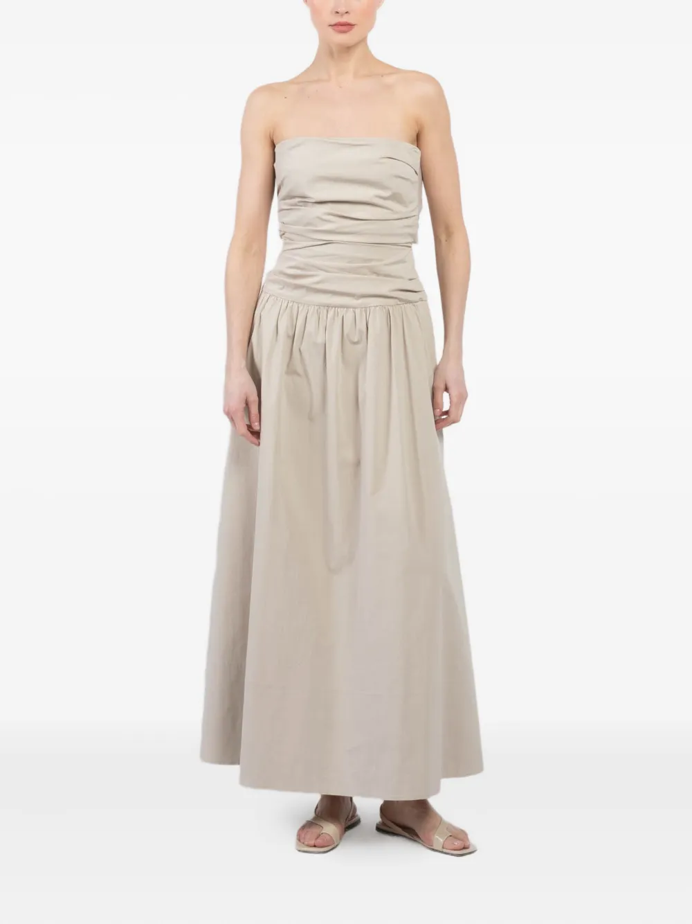 St. Agni Jurk van katoenblend Beige