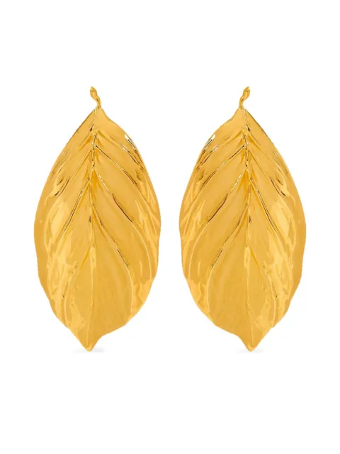 Oscar de la Renta large Leaf earrings