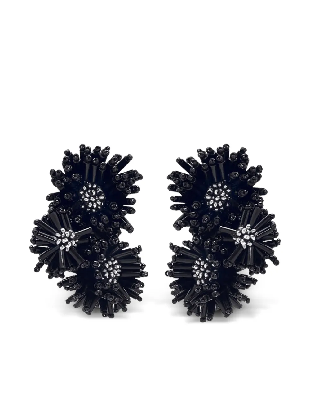Oscar de la Renta フローラル ピアス - ブラック Oscar de la Renta フローラル ピアス - ブラック