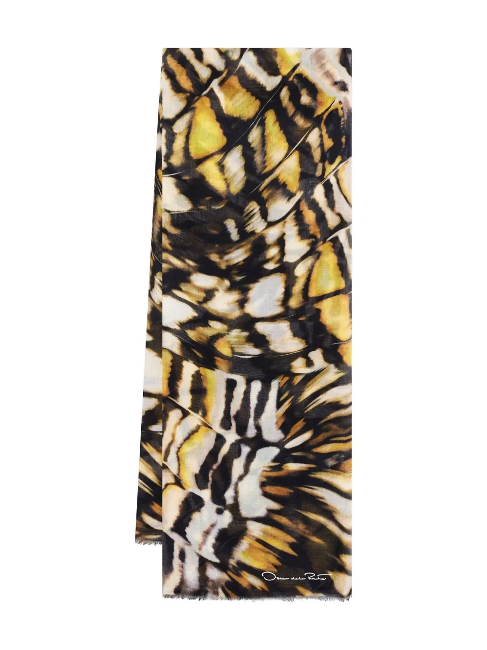 Oscar De La Renta Abstract Butterfly Modal Cashmere Scarf In Brown