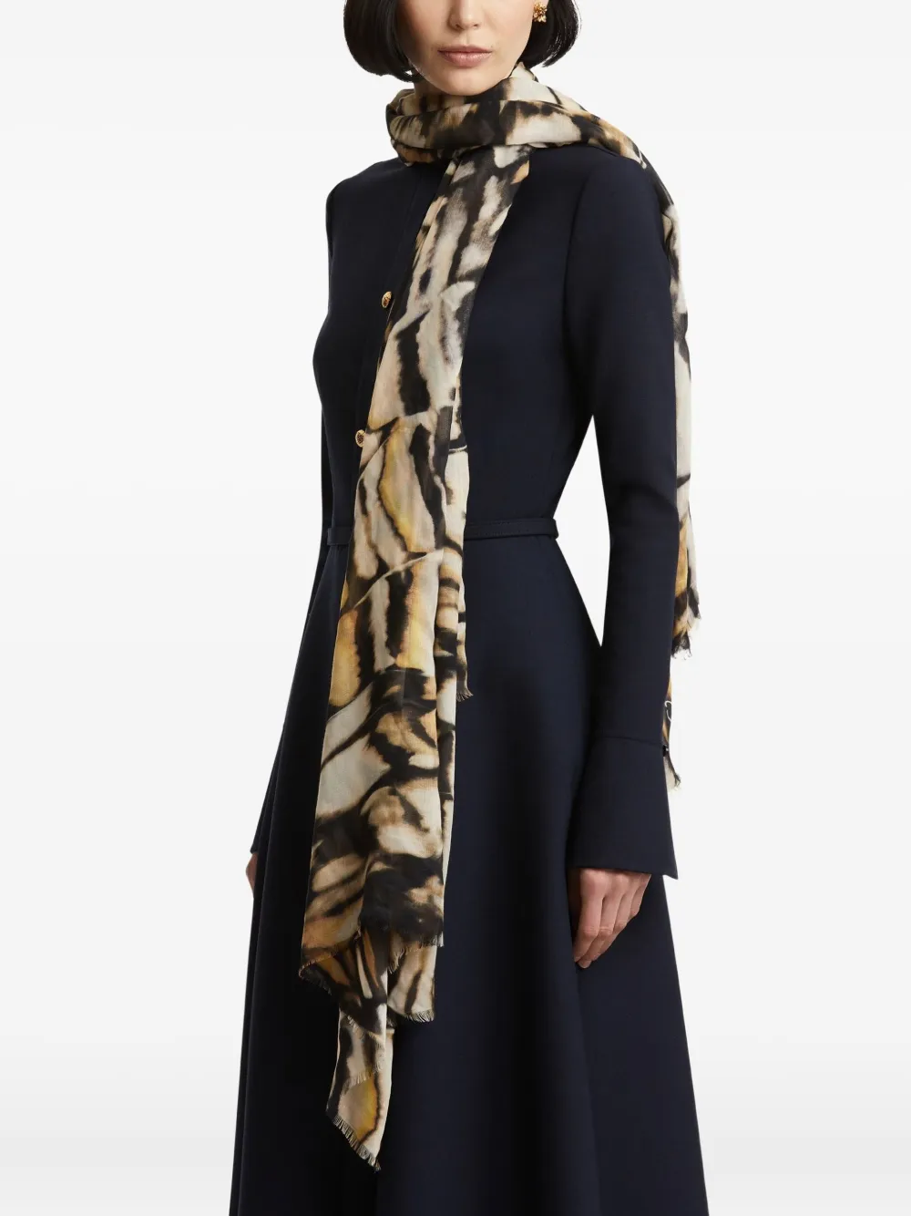 Oscar De La Renta Abstract Butterfly Modal Cashmere Scarf In Brown