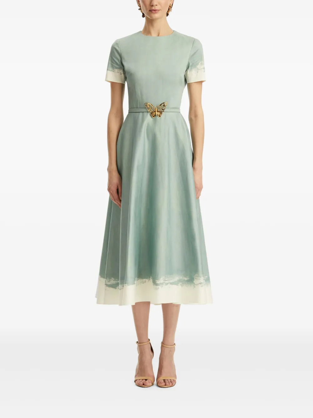 Oscar de la Renta butterfly-plaque midi dress - Groen