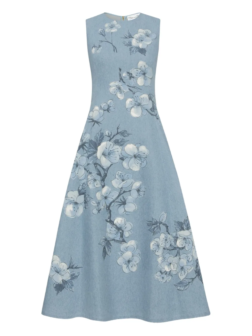 printed denim dress