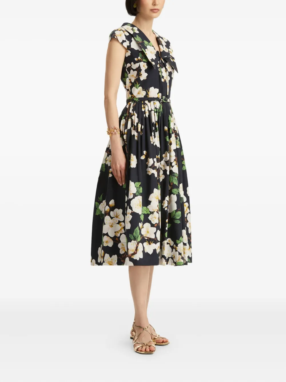 Oscar de la Renta Popeline jurk met print Blauw
