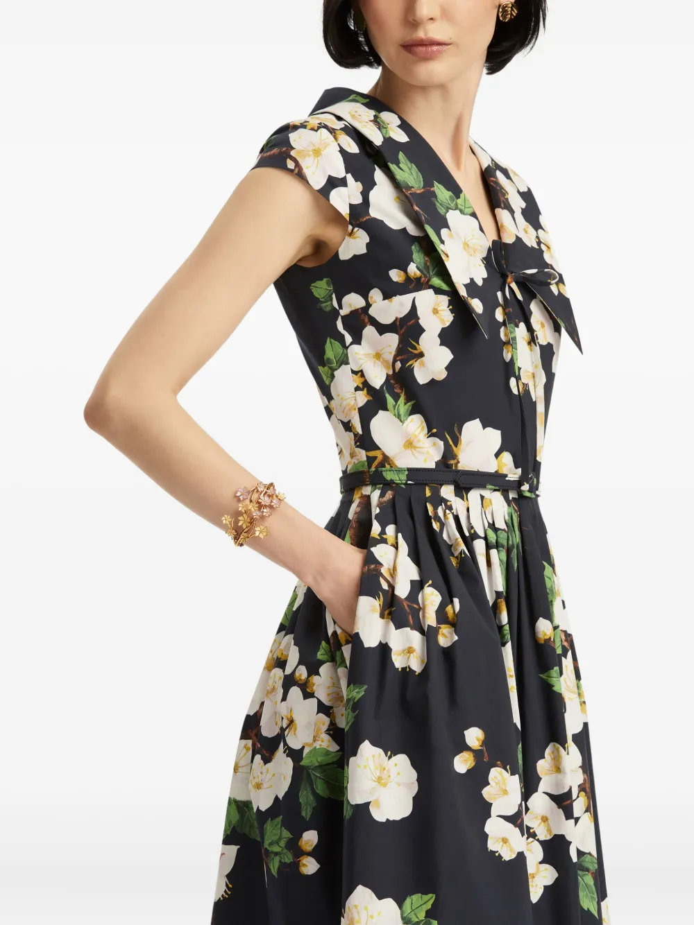 Oscar de la Renta Popeline jurk met print Blauw