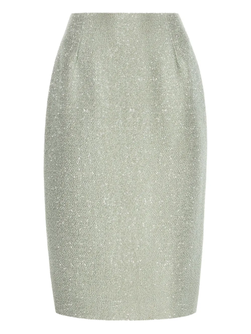 Oscar De La Renta Sequinned Tweed Pencil Skirt In Gray