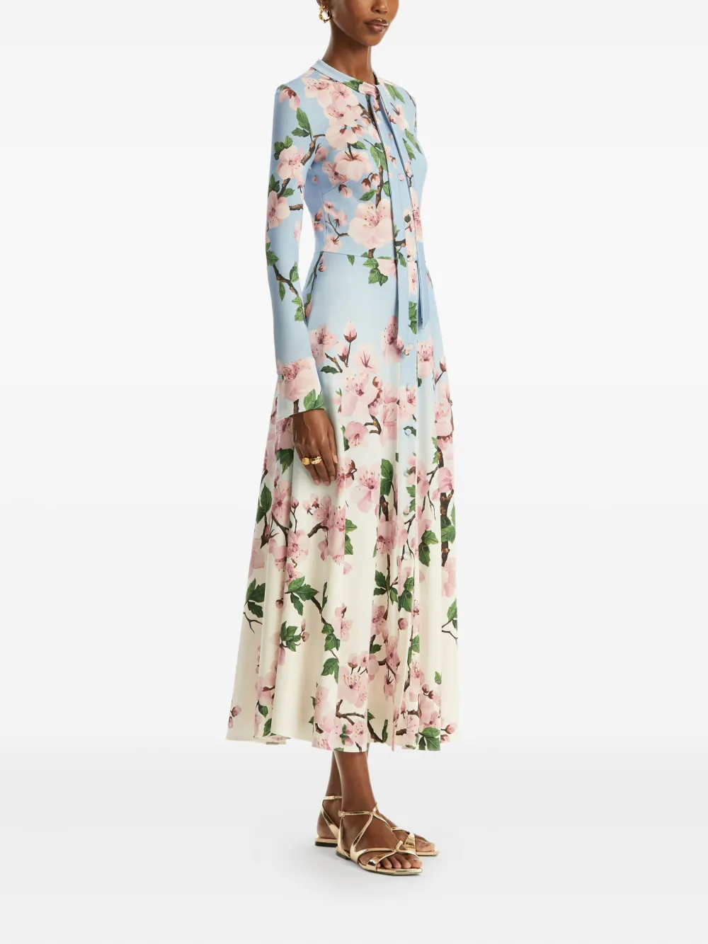 Oscar de la Renta Cherry Blossom ombré jurk Blauw