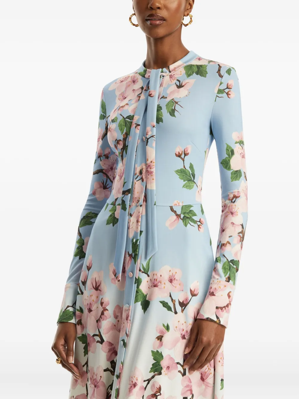 Oscar de la Renta Cherry Blossom ombré jurk Blauw