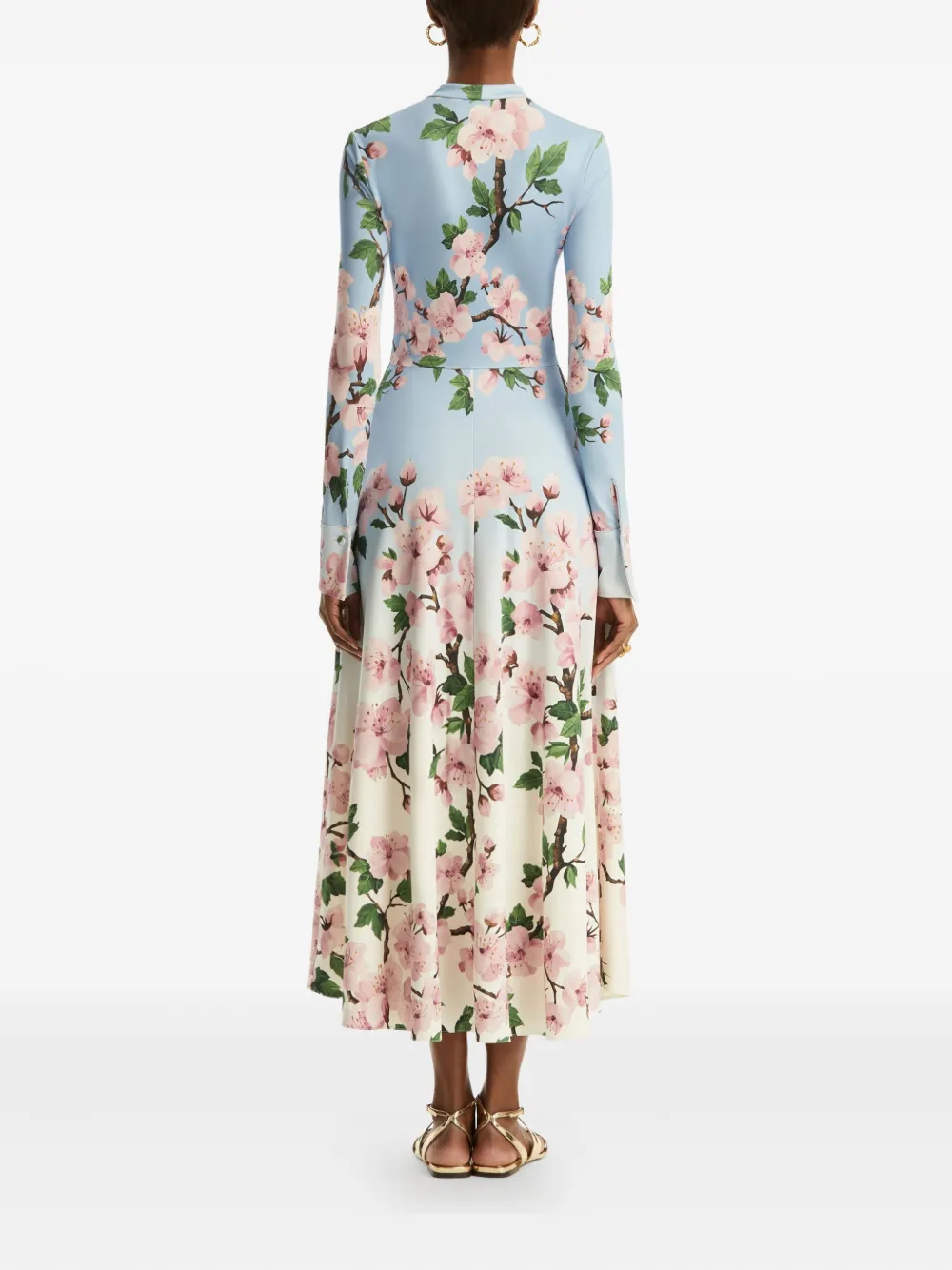 Oscar de la Renta Cherry Blossom ombré jurk Blauw