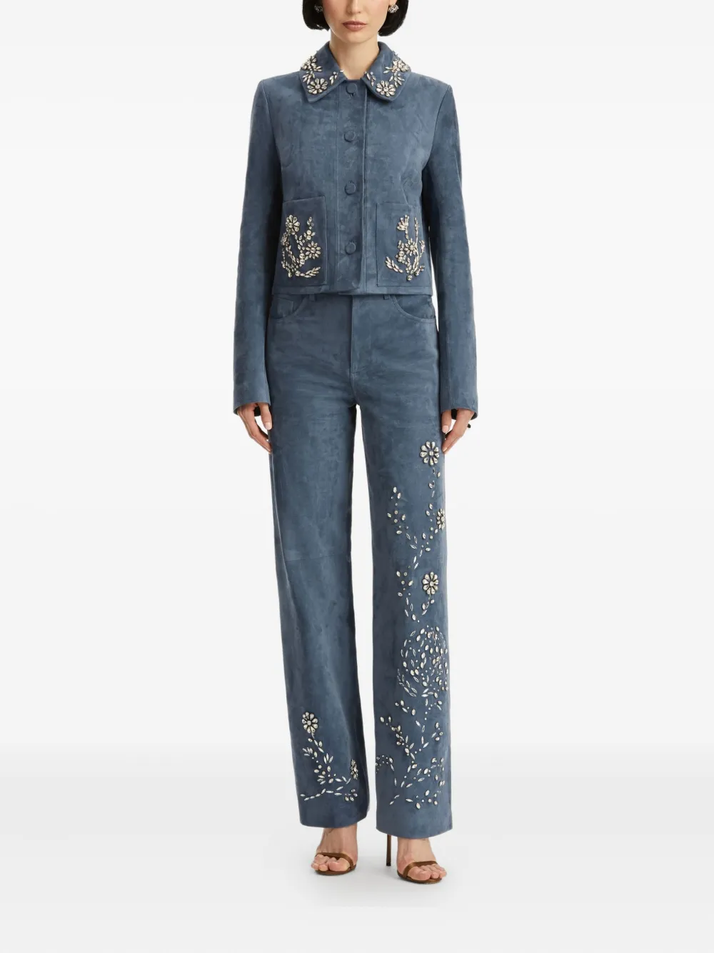 Oscar de la Renta Jack met geborduurde kristallen Blauw