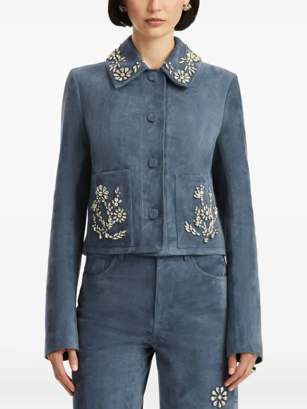 Oscar de la Renta Jack met geborduurde kristallen Blauw