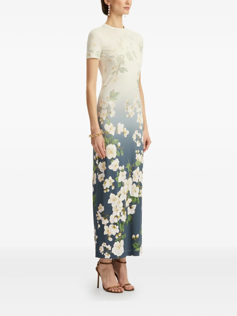 Oscar de la Renta Cherry Blossom jurk Blauw