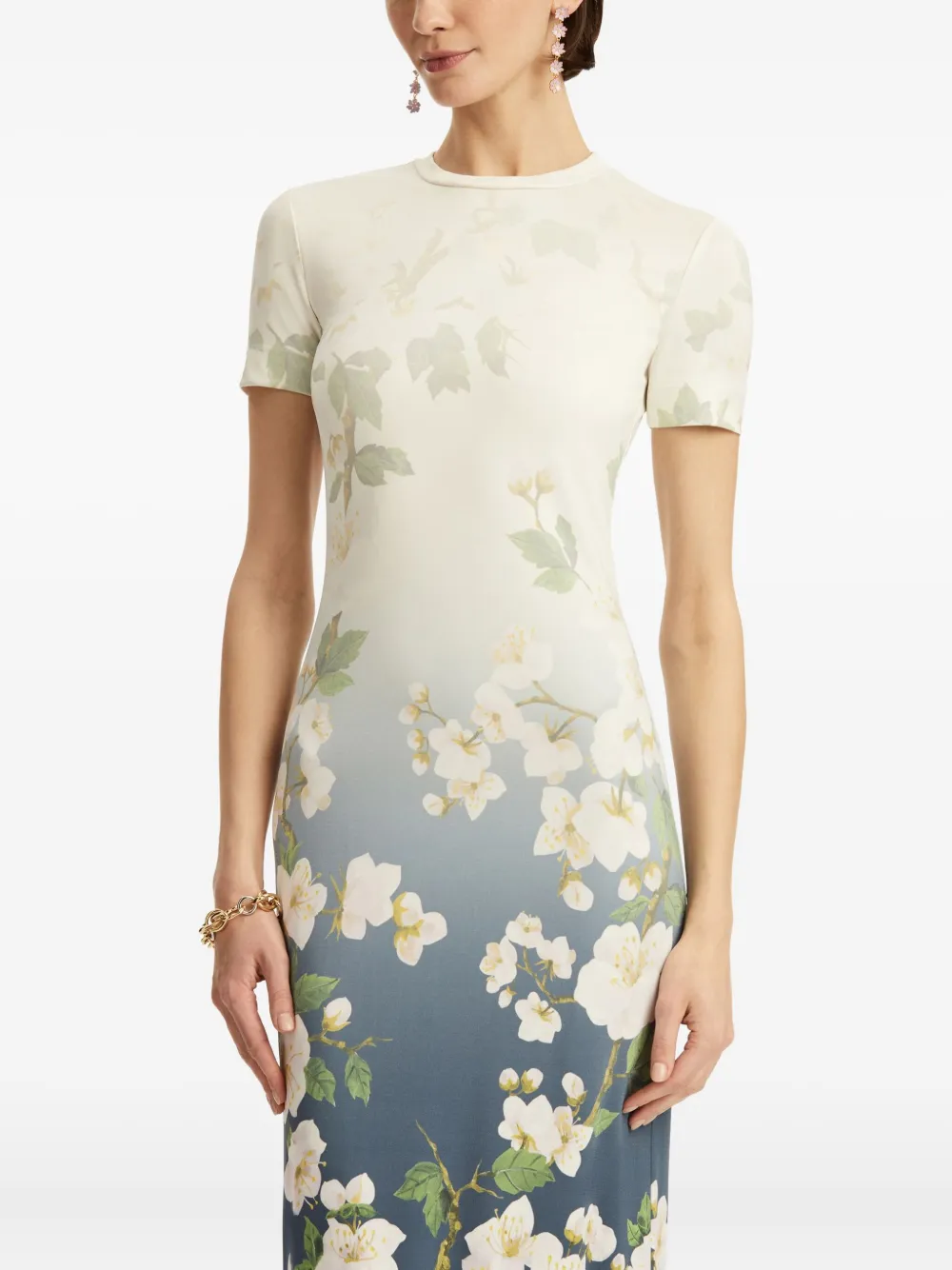 Oscar de la Renta Cherry Blossom jurk Blauw