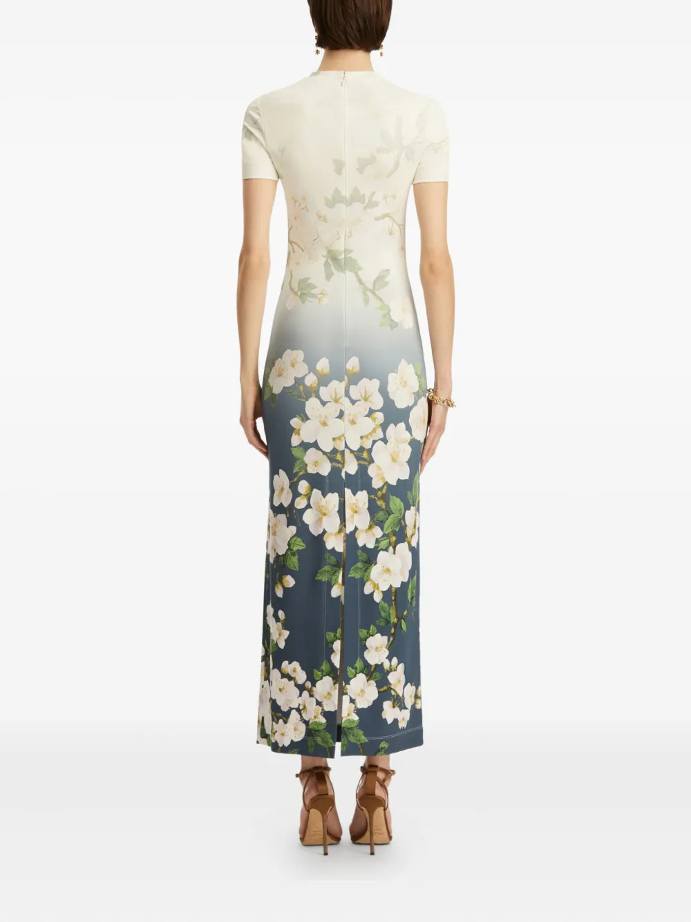 Oscar de la Renta Cherry Blossom jurk Blauw