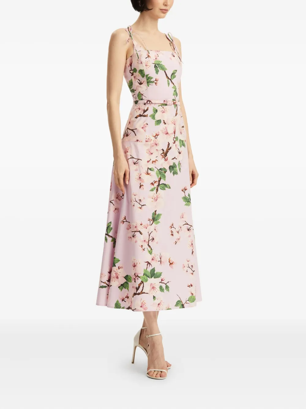 Oscar de la Renta Popeline jurk met Cherry Blossom-print Roze