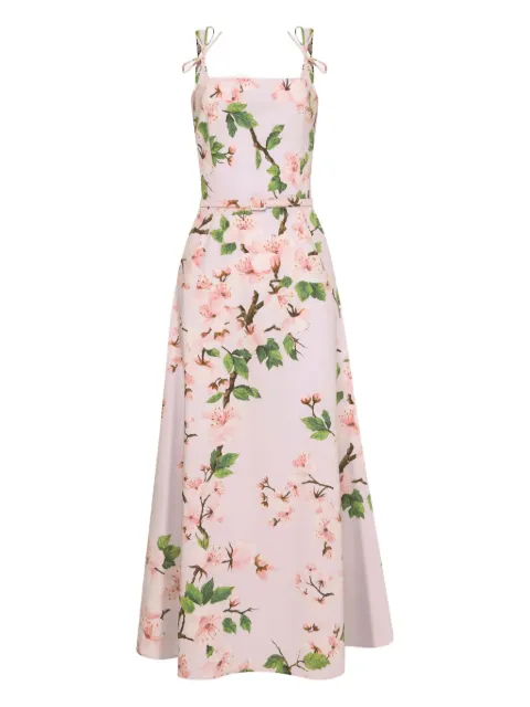 Oscar de la Renta robe en popeline à imprimé Cherry Blossom