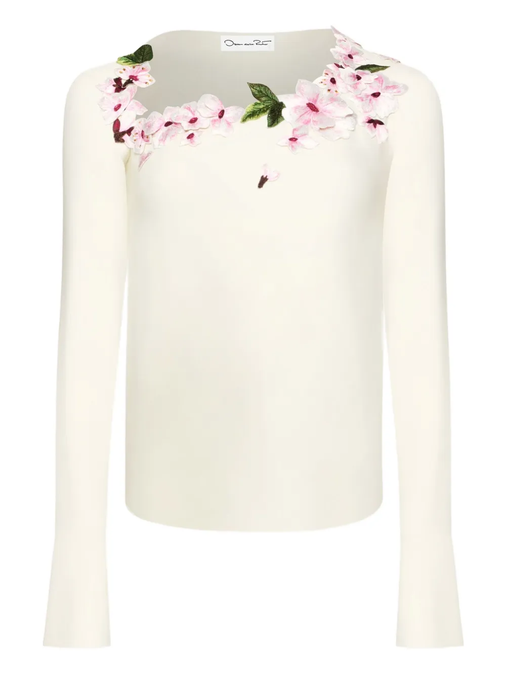 Oscar De La Renta Floral-embellished Long-sleeve Blouse