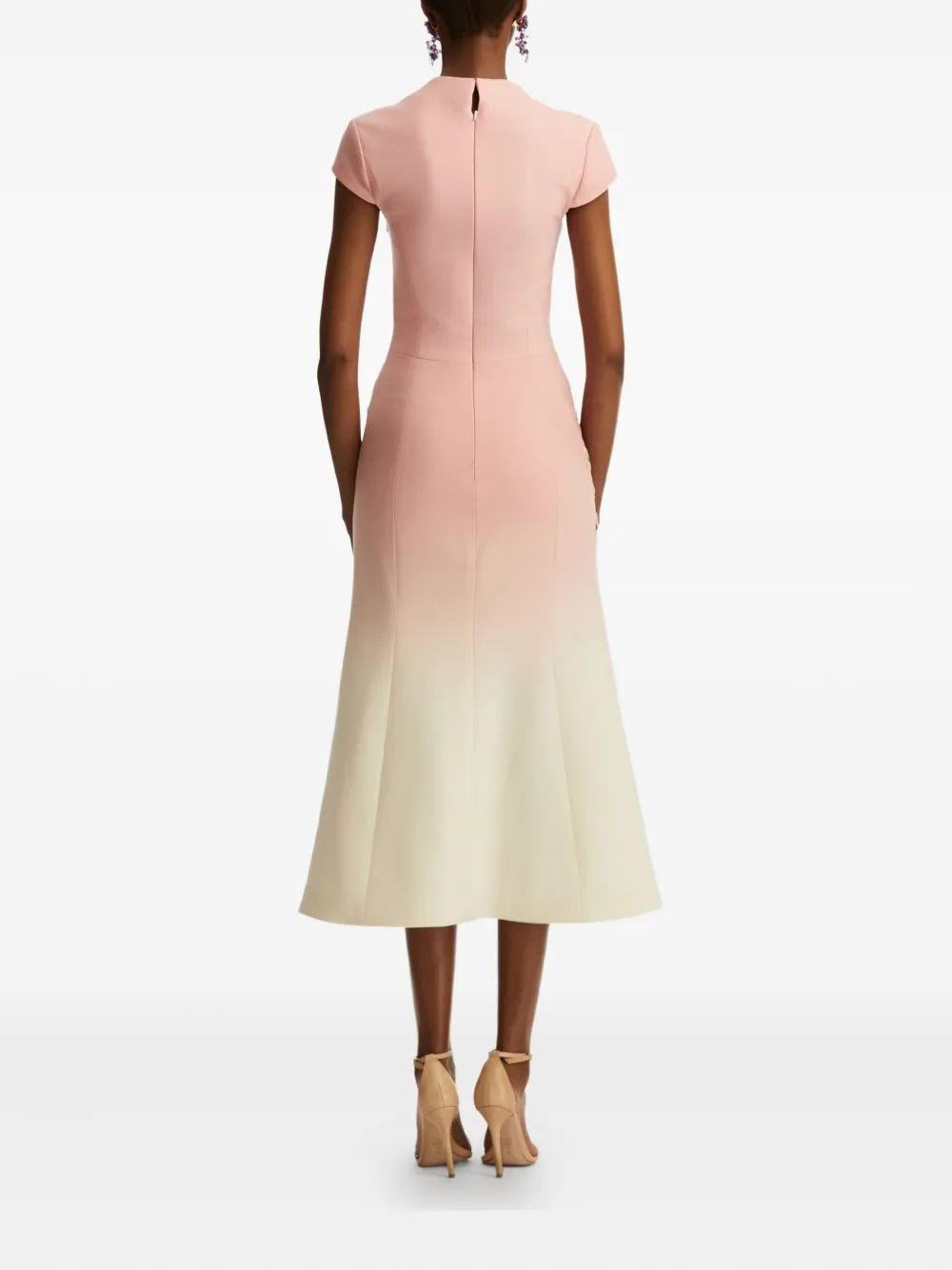 Oscar de la Renta Midi-jurk met geborduurde bloemen Roze