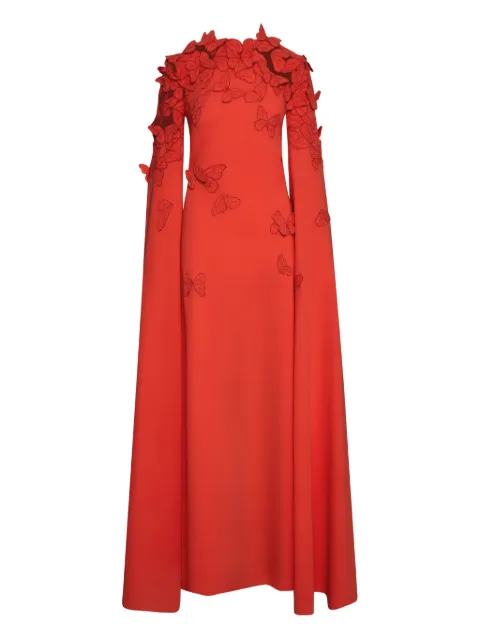Oscar de la Renta butterfly-embroidered kaftan dress