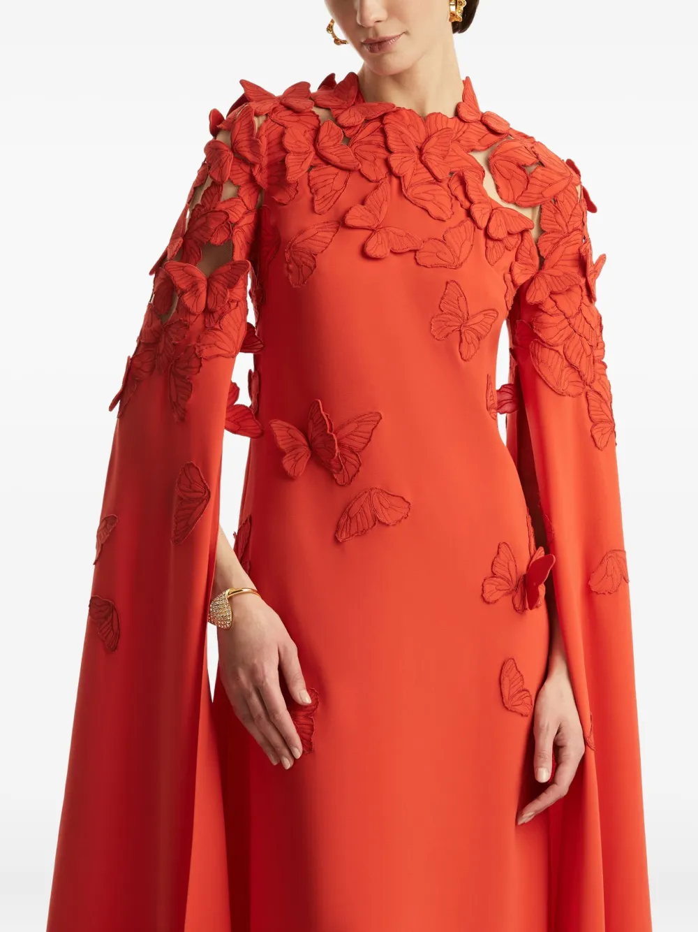 Oscar de la Renta Tuniekjurk met geborduurde vlinder Rood