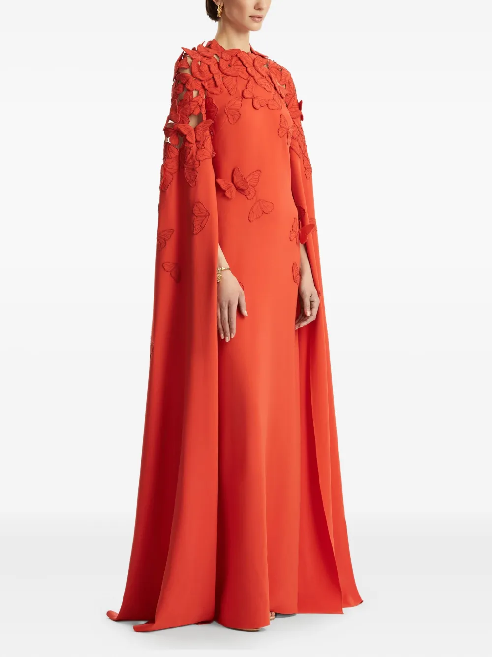 Oscar de la Renta Tuniekjurk met geborduurde vlinder Rood