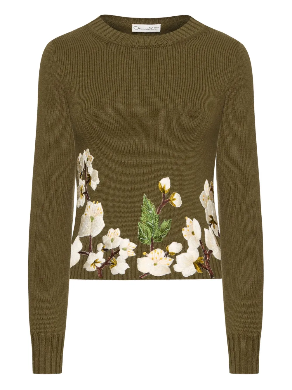 Oscar de la Renta Trui met geborduurde bloemen Groen