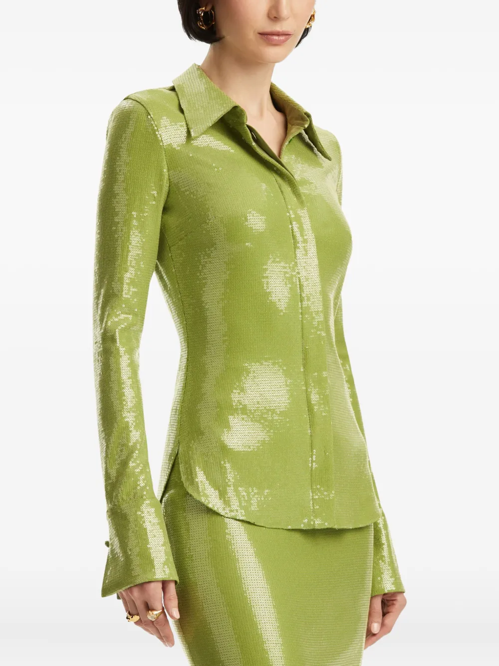 Oscar de la Renta Blouse met pailletten Groen