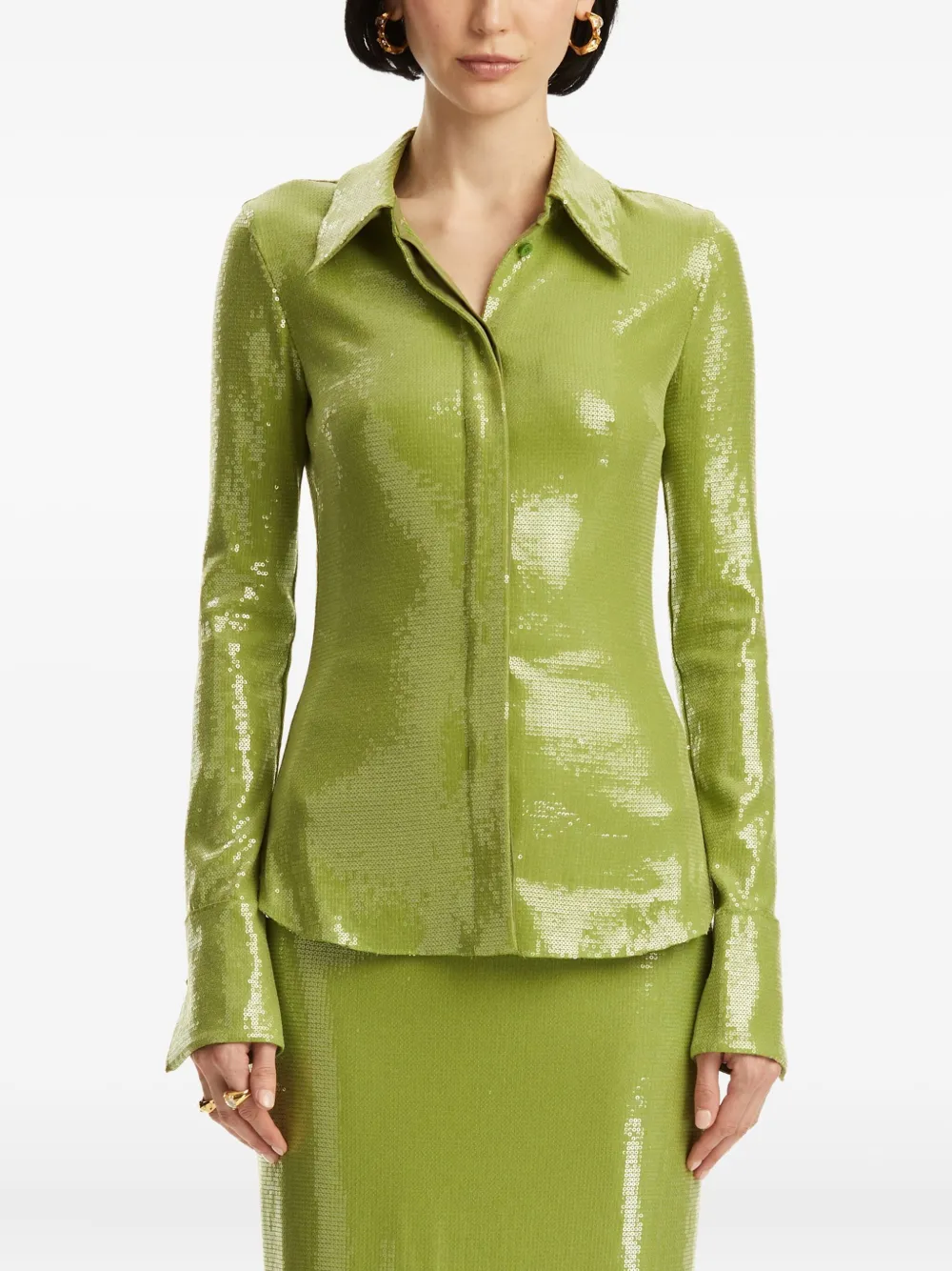 Oscar de la Renta Blouse met pailletten Groen