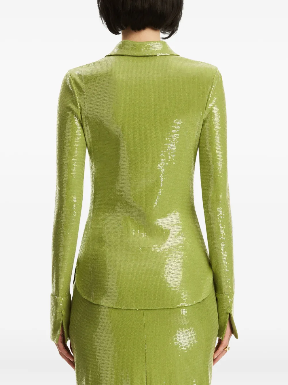 Oscar de la Renta Blouse met pailletten Groen