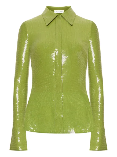 Chemise brodée de sequins - Oscar de la Renta - Modalova