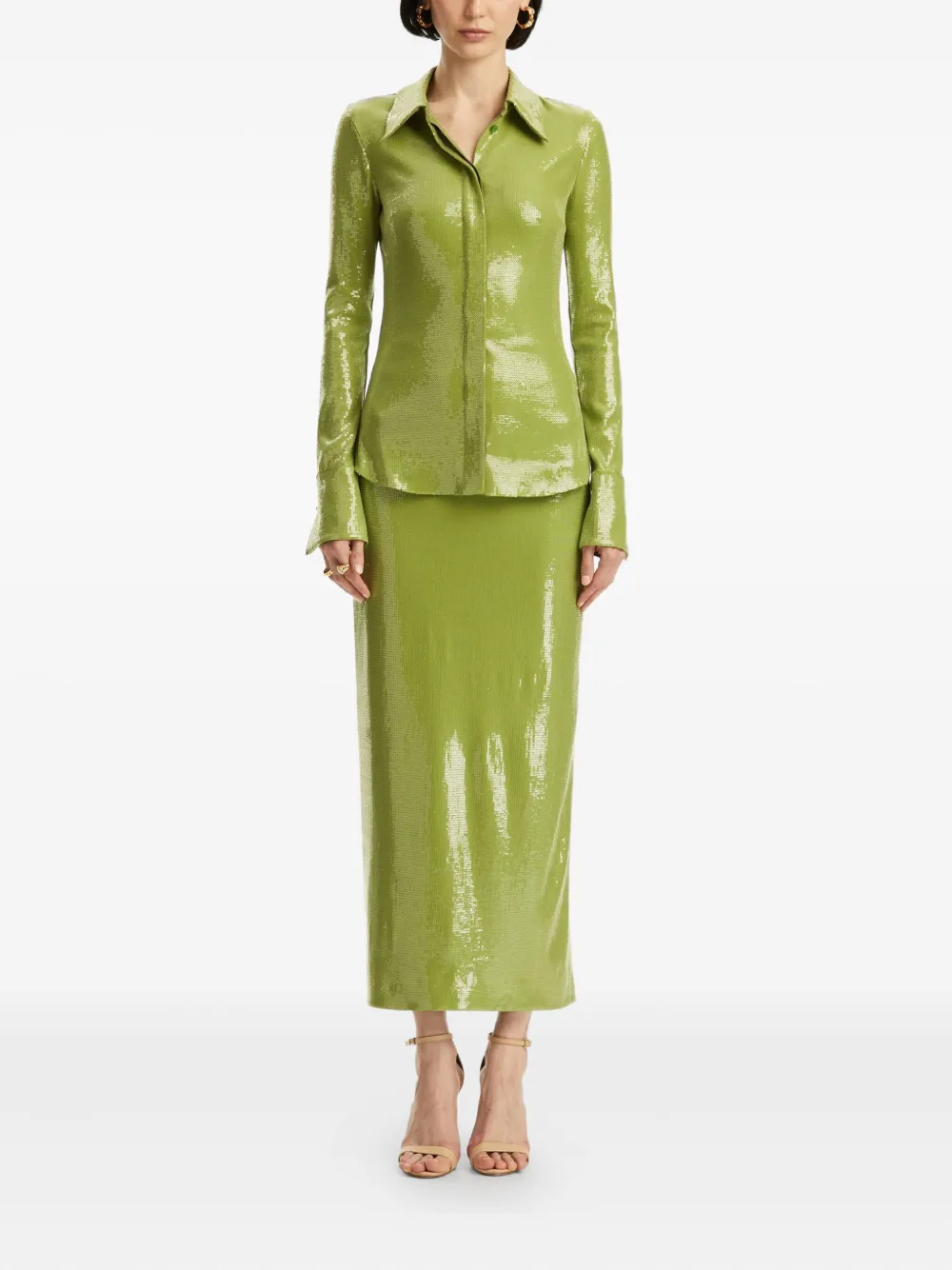 Oscar de la Renta Blouse met pailletten - Groen