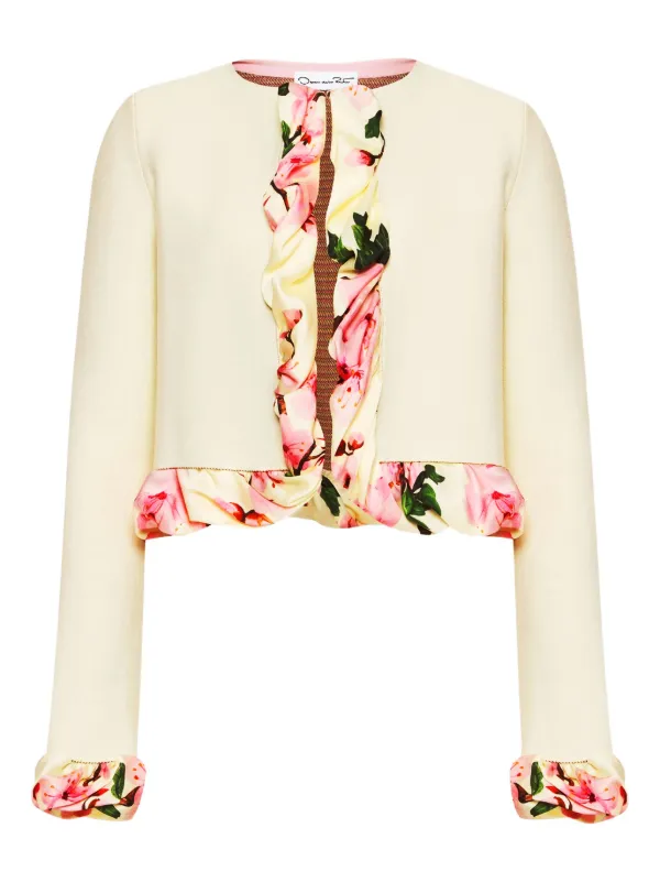 Oscar de la Renta Printed-trim Jacket in White