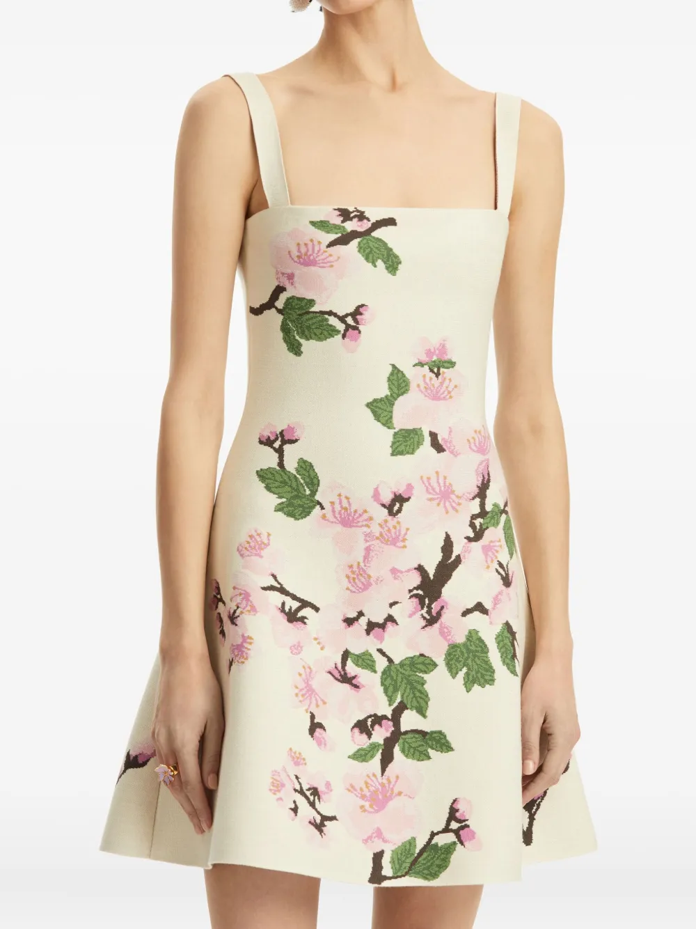 Oscar de la Renta Jurk met bloemen jacquard Wit