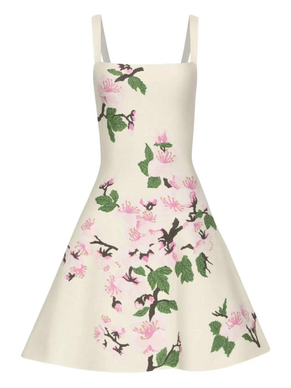 Oscar de la Renta フローラルジャカード ワンピース - ホワイト Oscar de la Renta フローラルジャカード ワンピース - ホワイト