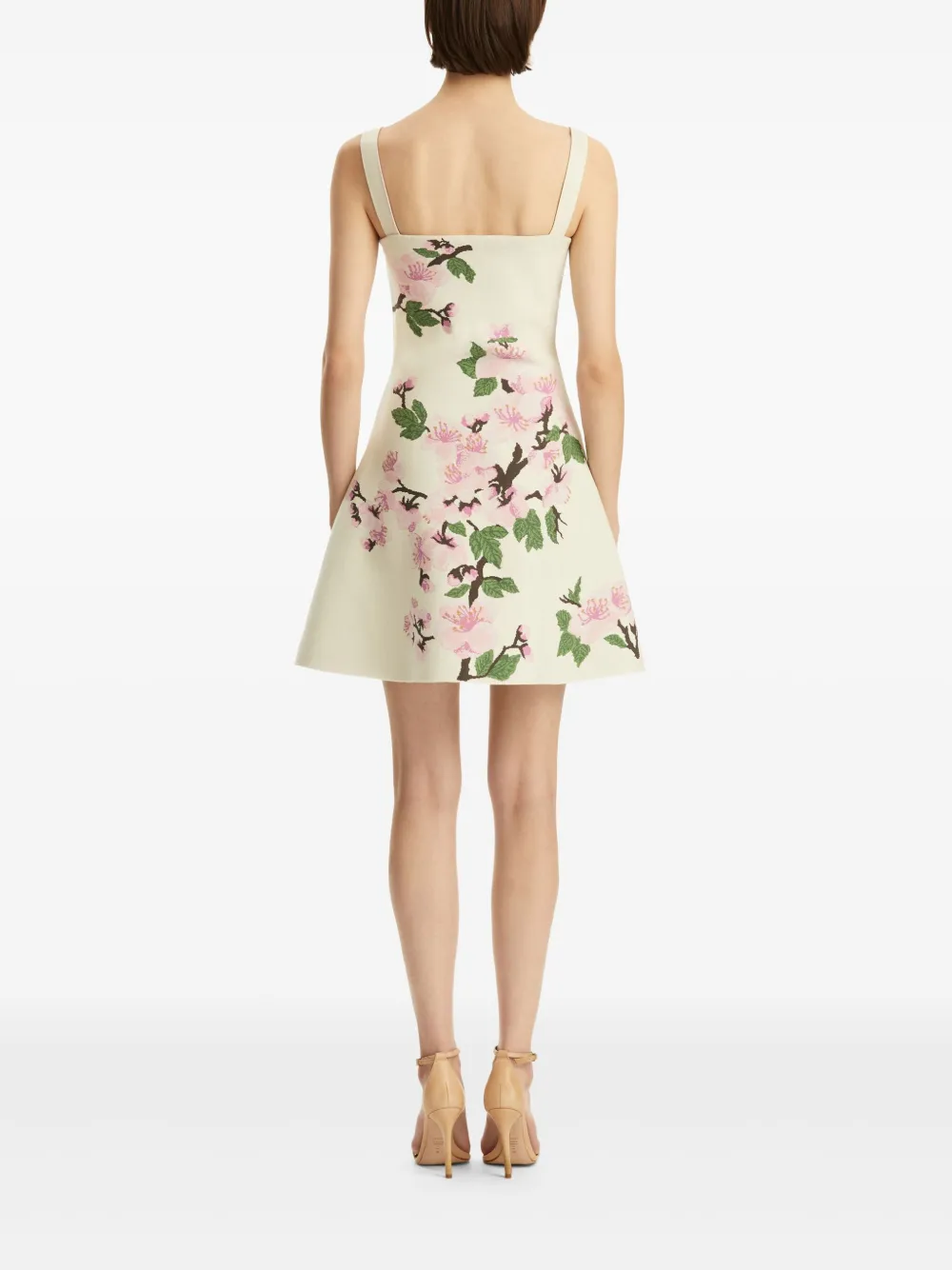 Oscar de la Renta Jurk met bloemen jacquard Wit