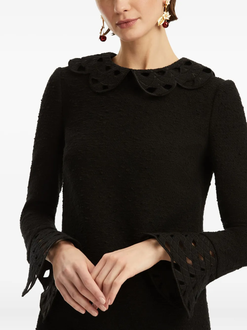 Oscar de la Renta Jurk verfraaid met klokmouwen Zwart