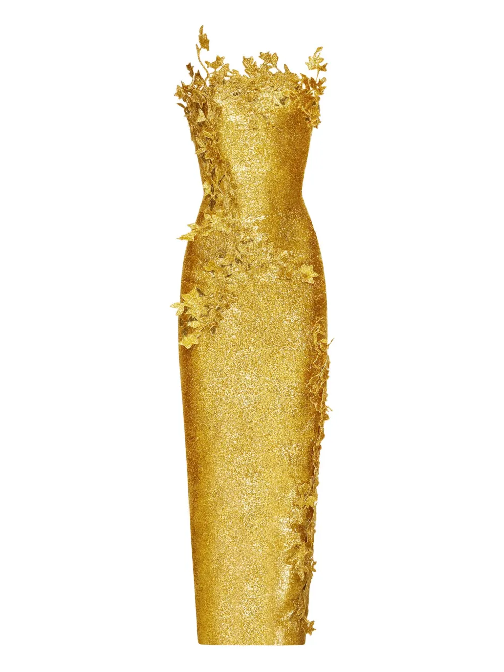 Oscar de la Renta リーフトリム ドレス - ゴールドトーン Oscar de la Renta リーフトリム ドレス - ゴールドトーン