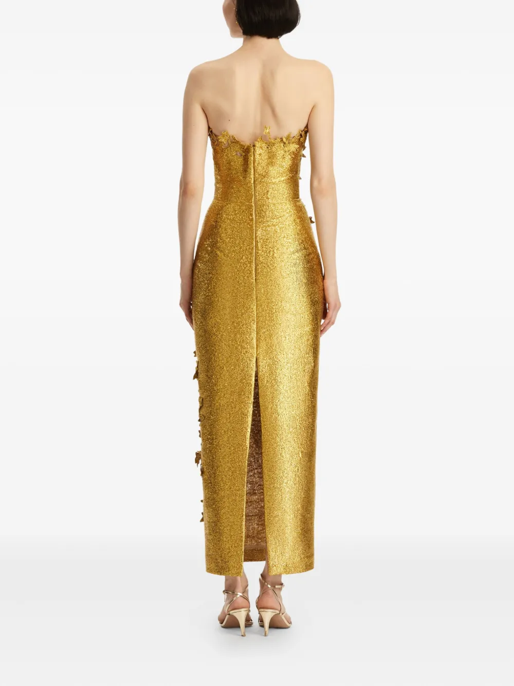 Oscar de la Renta Getailleerde jurk met blad Goud