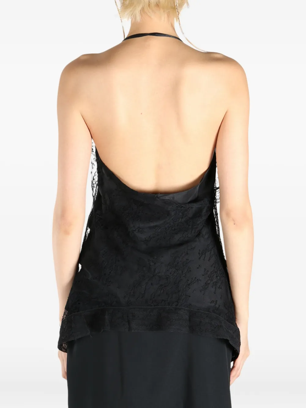 Marc Le Bihan lace-panelled top Zwart