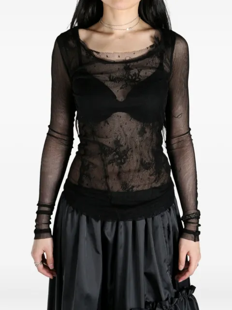 Marc Le Bihan sheer lace long-sleeve top