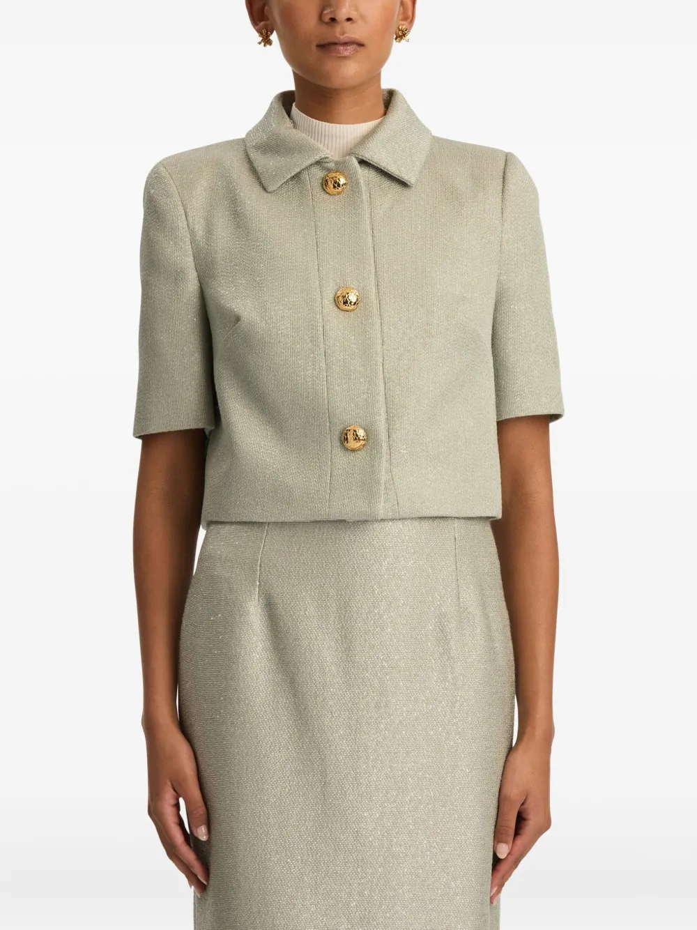 Oscar de la Renta Tweed jack met pailletten Zilver