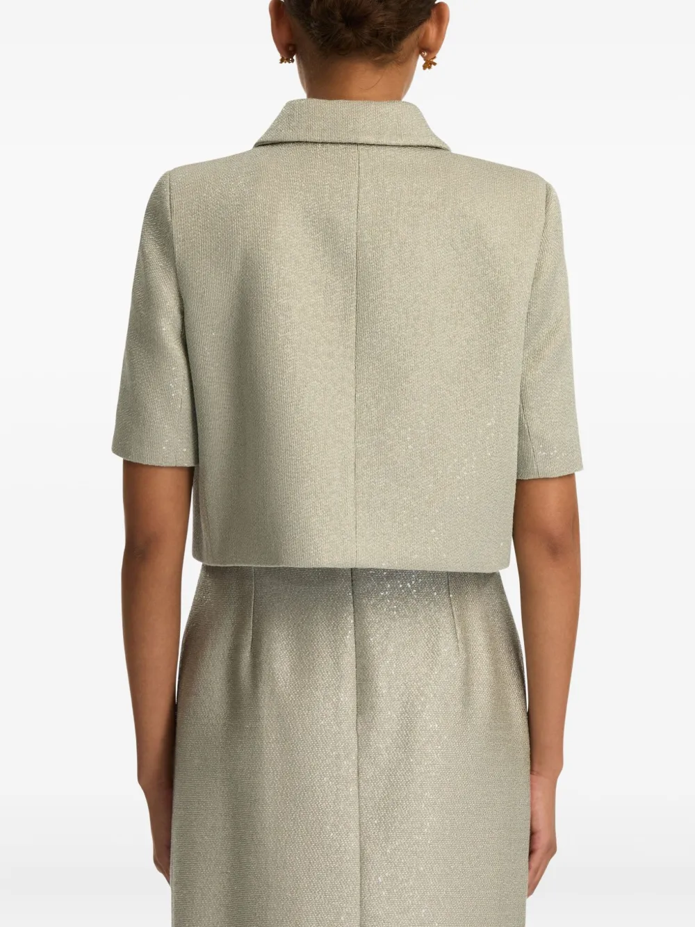 Oscar de la Renta Tweed jack met pailletten Zilver