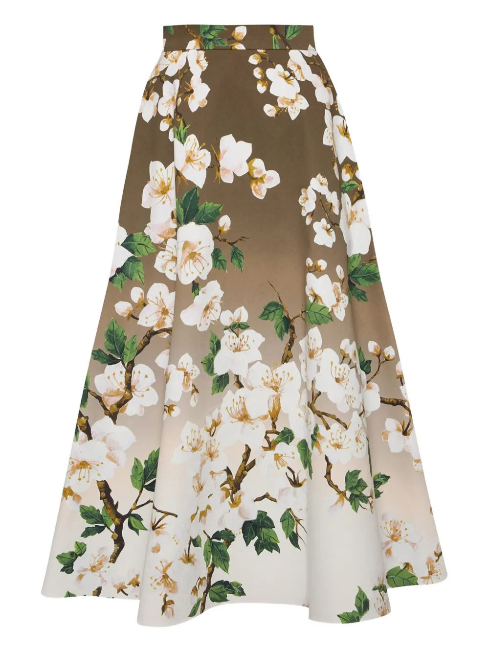 Oscar de la Renta Popeline rok met print Groen