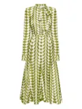 Oscar de la Renta geometric-print midi dress - White