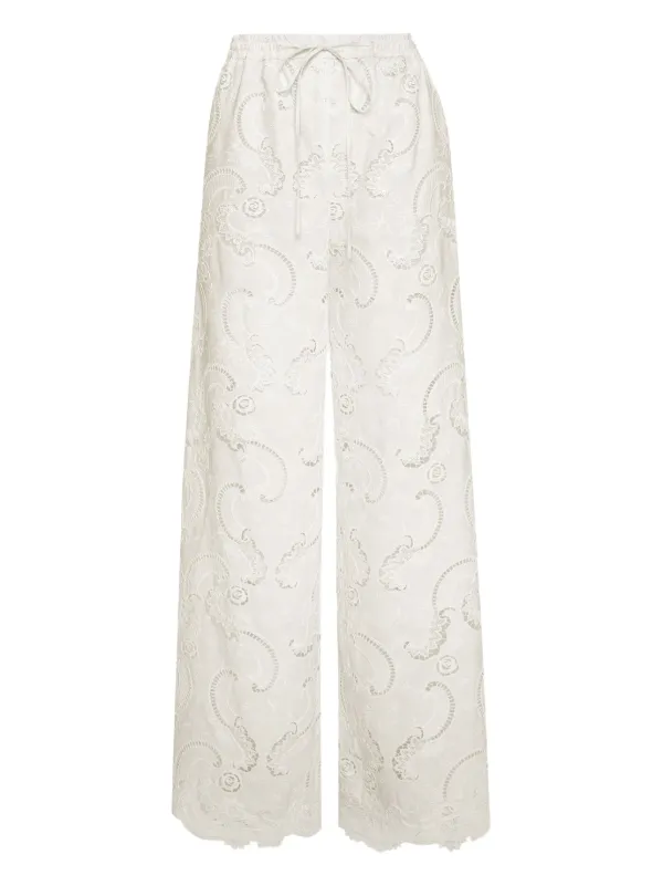 Oscar De La Renta Guipure Lace Trousers White FARFETCH UZ