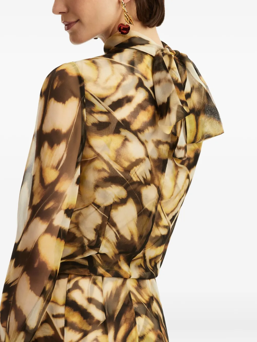 Oscar de la Renta Jurk met vlinderprint Geel